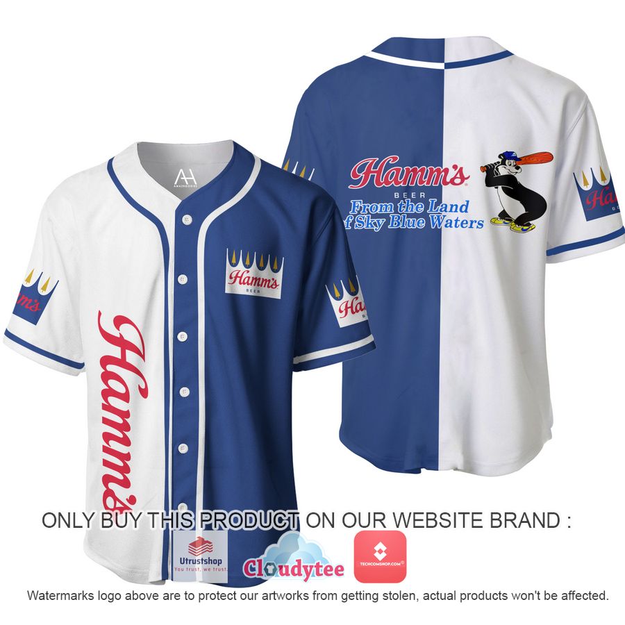 hamms beer from the land of sky blue waters baseball jersey 1 80789