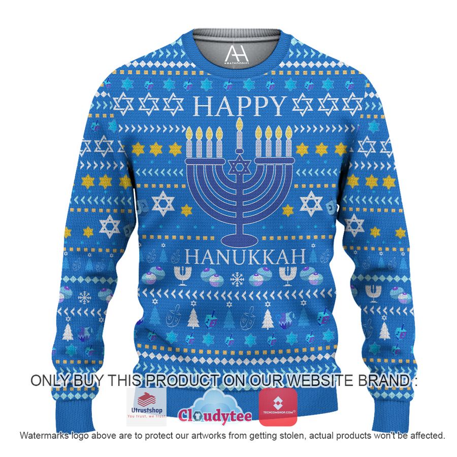 happy hanukkah blue christmas all over printed shirt hoodie 1 41134