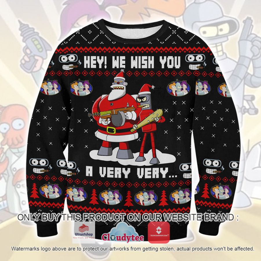 hey we wish you a futurama ugly christmas sweater 2 64277