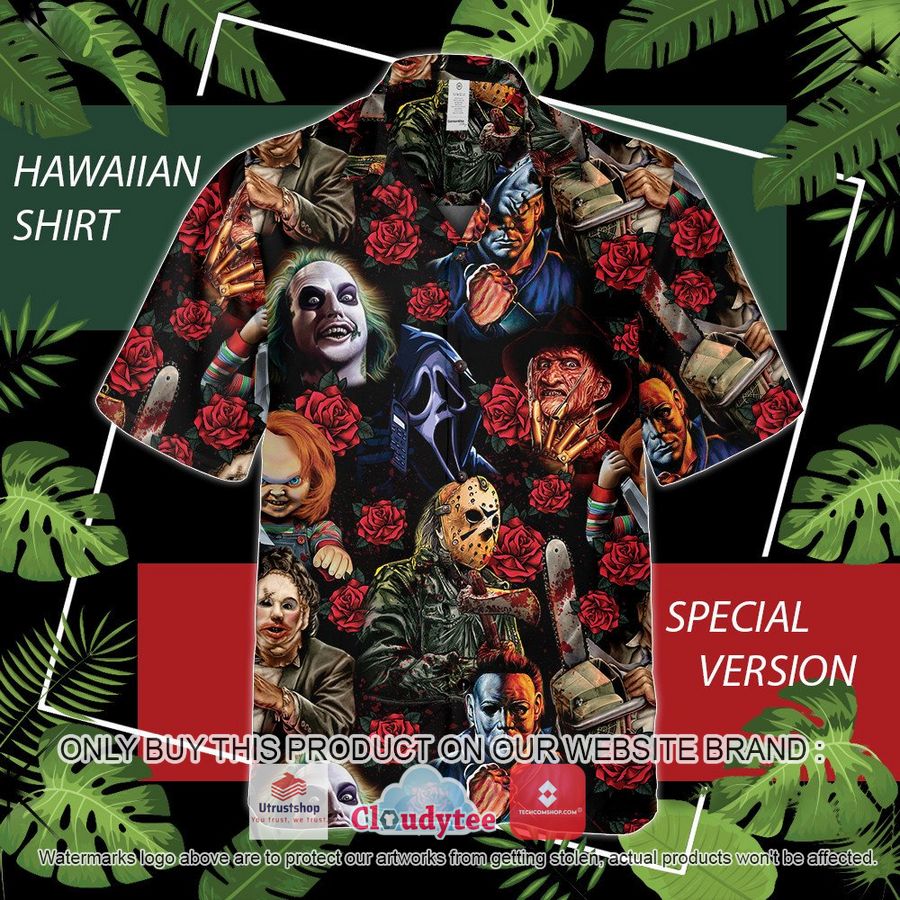 horror movie characters bloody flowers hawaiian shirt 1 75065