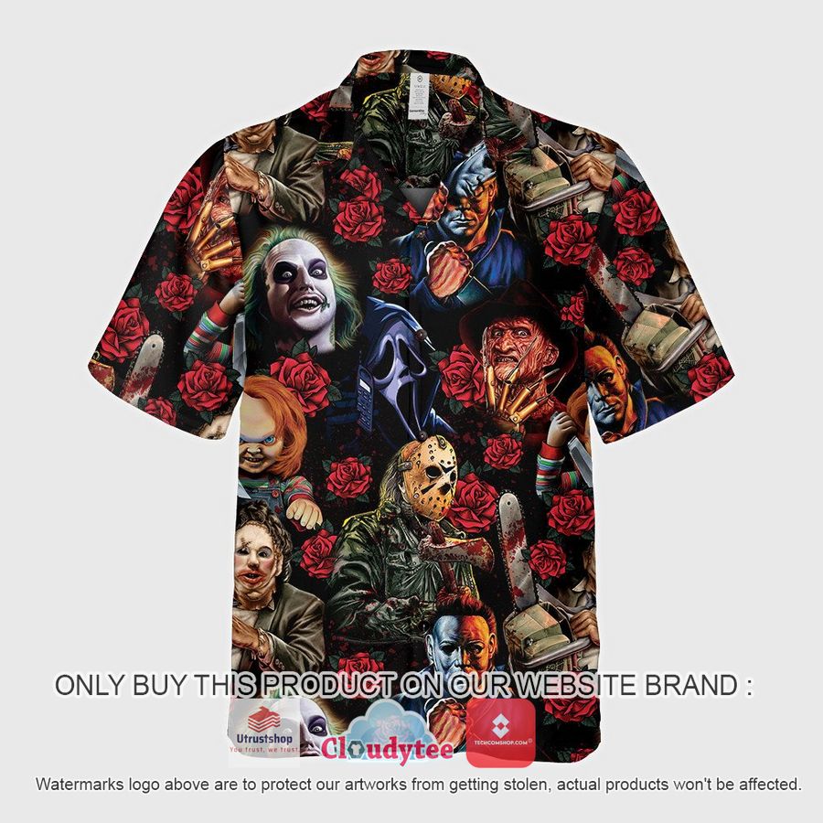 horror movie characters bloody flowers hawaiian shirt 3 95419