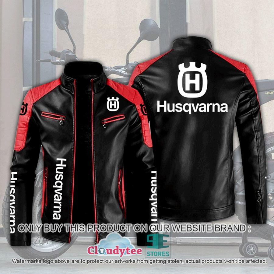 husqvarna block leather jacket 2 31183
