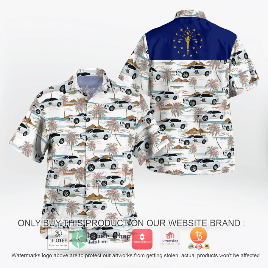 indiana state trooper police car hawaiian shirt 1 74354