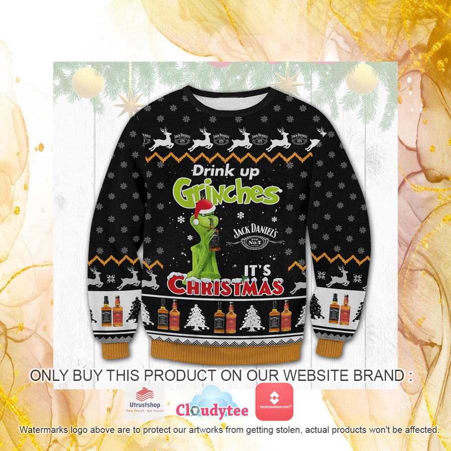 jack daniels drink up grinches ugly sweater 1 82576