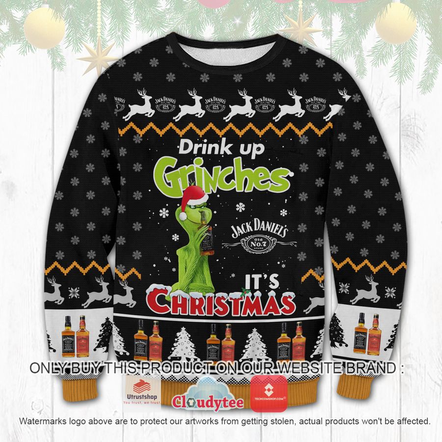 jack daniels drink up grinches ugly sweater 2 61919