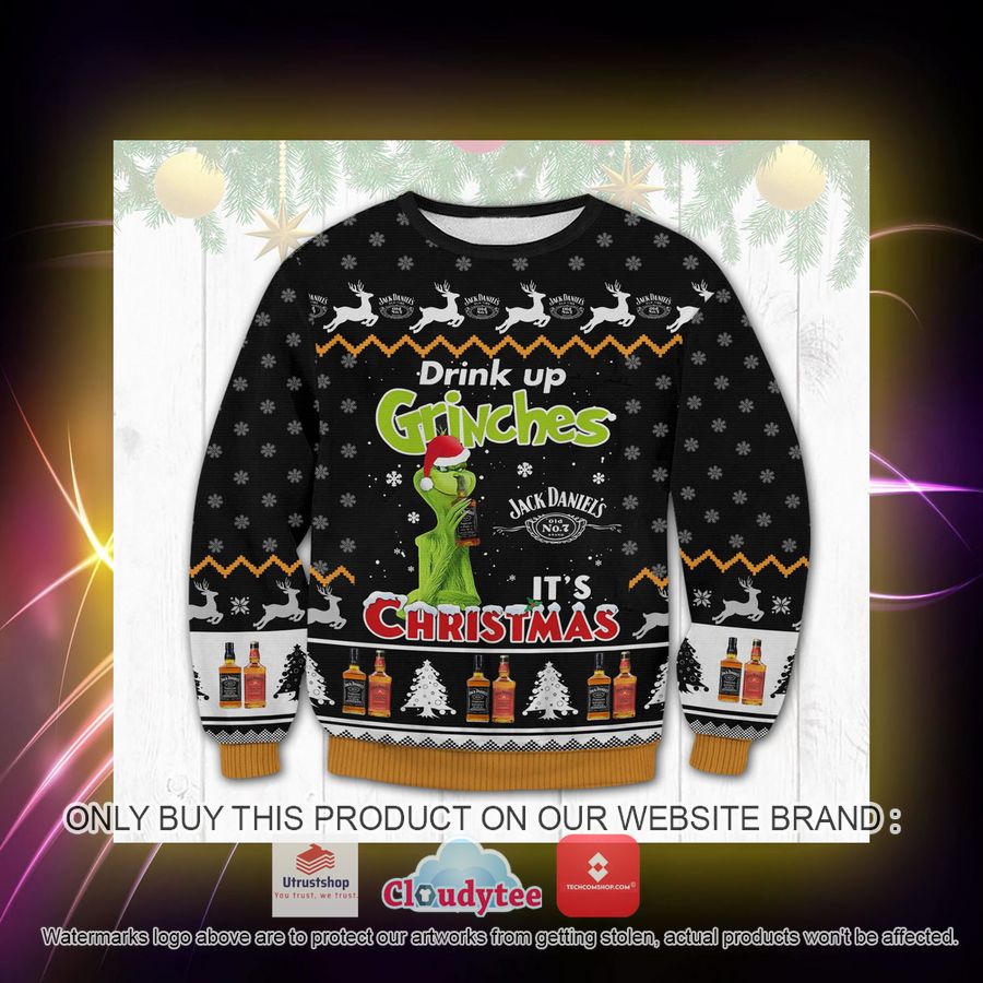jack daniels drink up grinches ugly sweater 3 85918