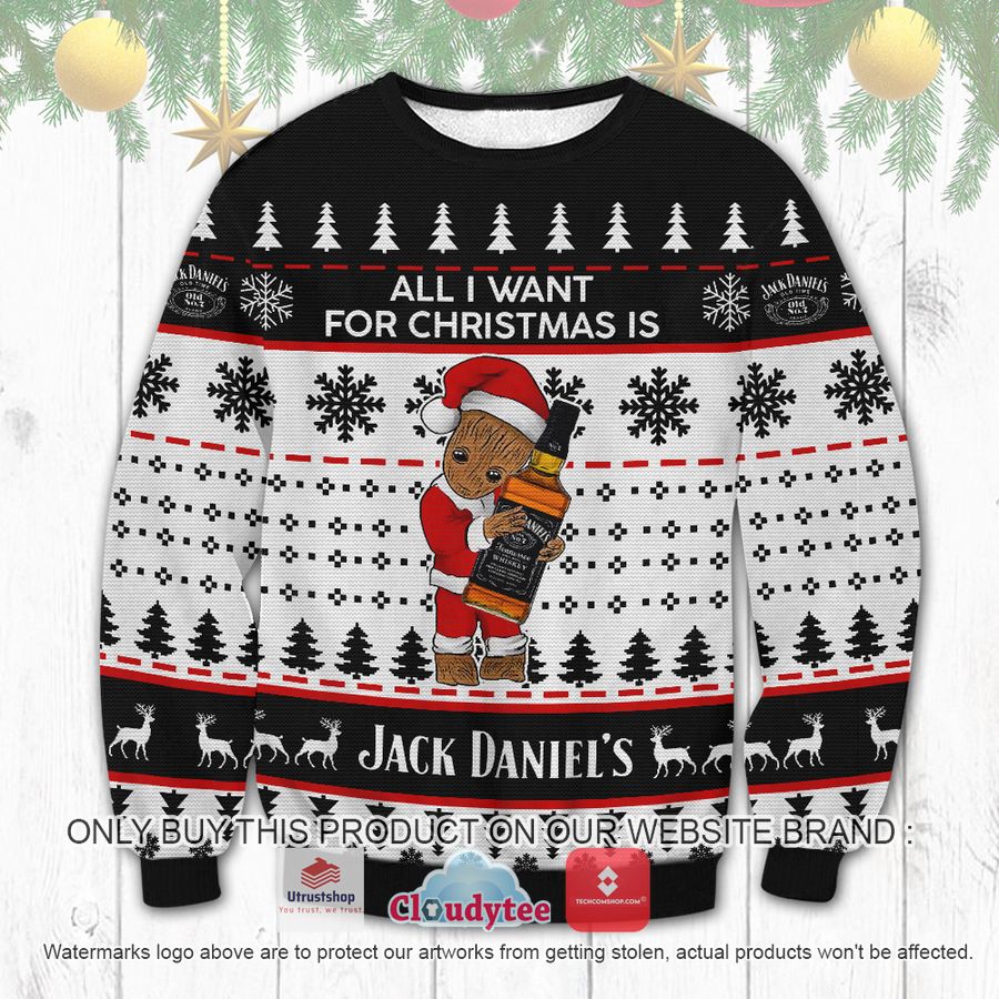 jack daniels groot christmas ugly sweater 2 97024