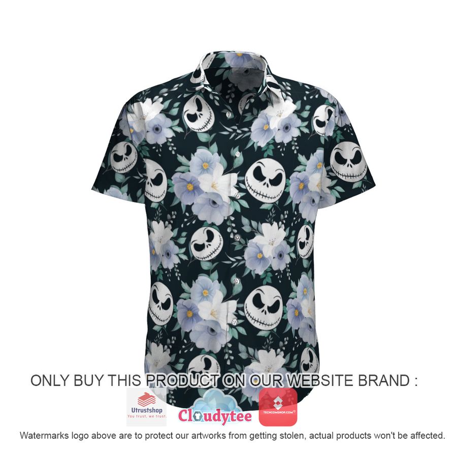 jack skellington flower black hawaiian shirt 1 32027