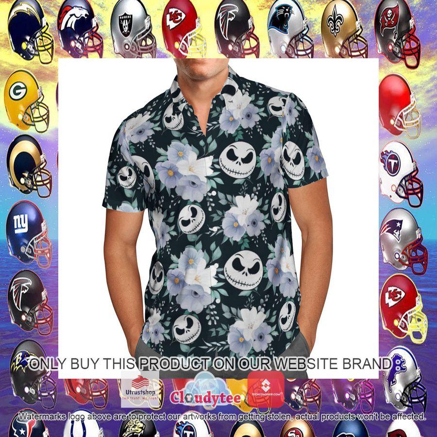 jack skellington flower black hawaiian shirt 11 96600