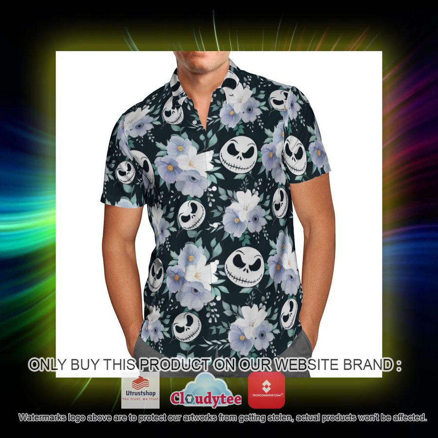 jack skellington flower black hawaiian shirt 5 37297