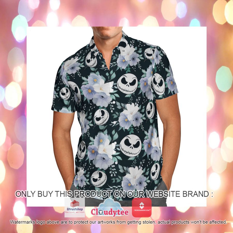jack skellington flower black hawaiian shirt 8 65280