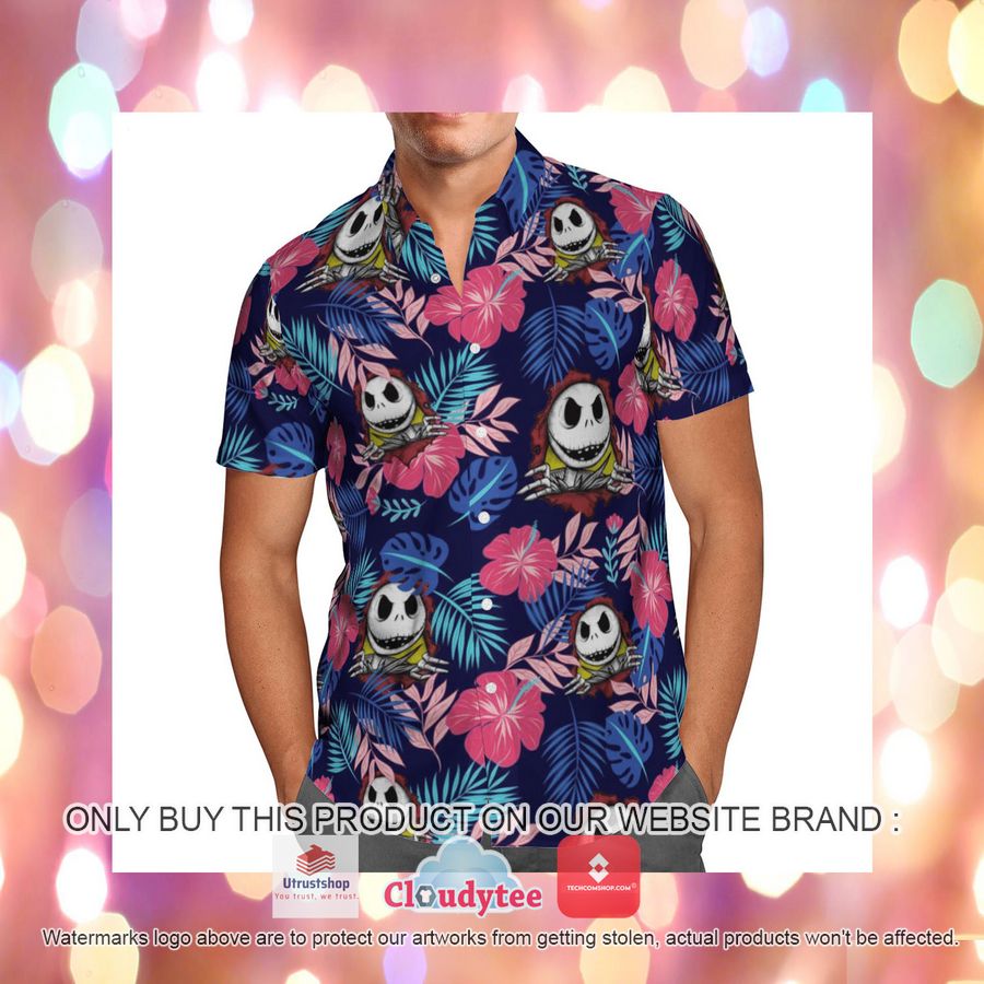 jack skellington hibiscus navy hawaiian shirt 8 55215
