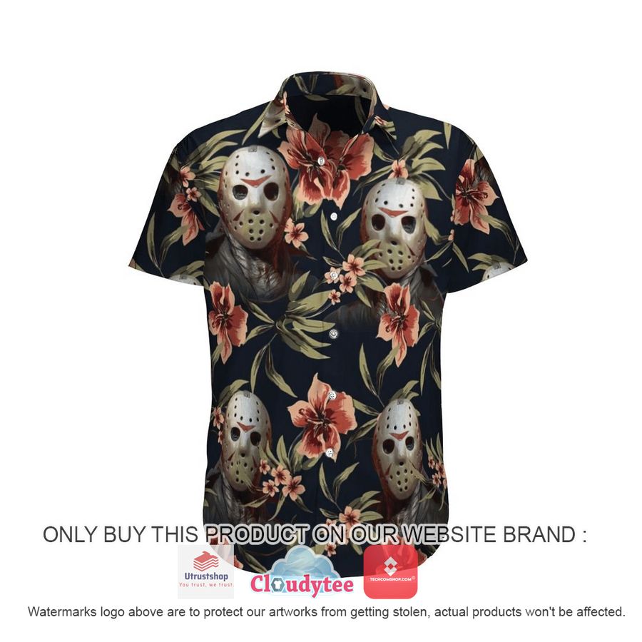 jason voorhees facemask hibiscus black hawaiian shirt 1 72131