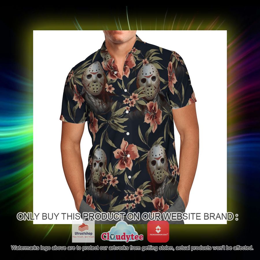 jason voorhees facemask hibiscus black hawaiian shirt 5 93253