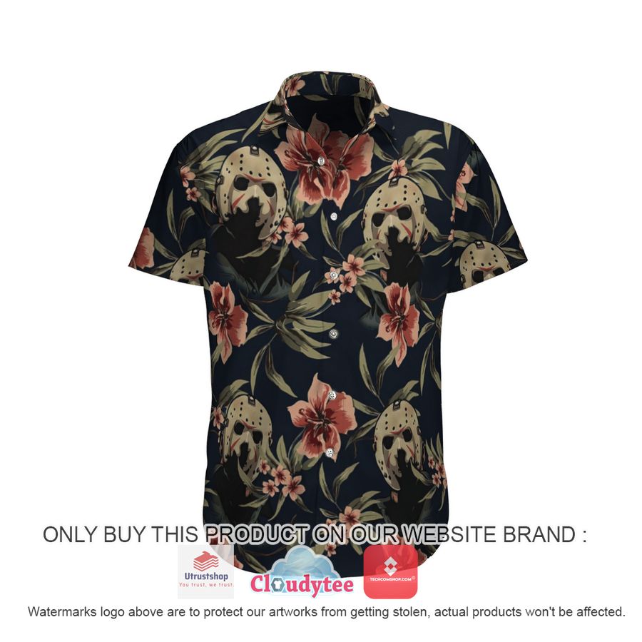 jason voorhees hibiscus black hawaiian shirt 1 40242