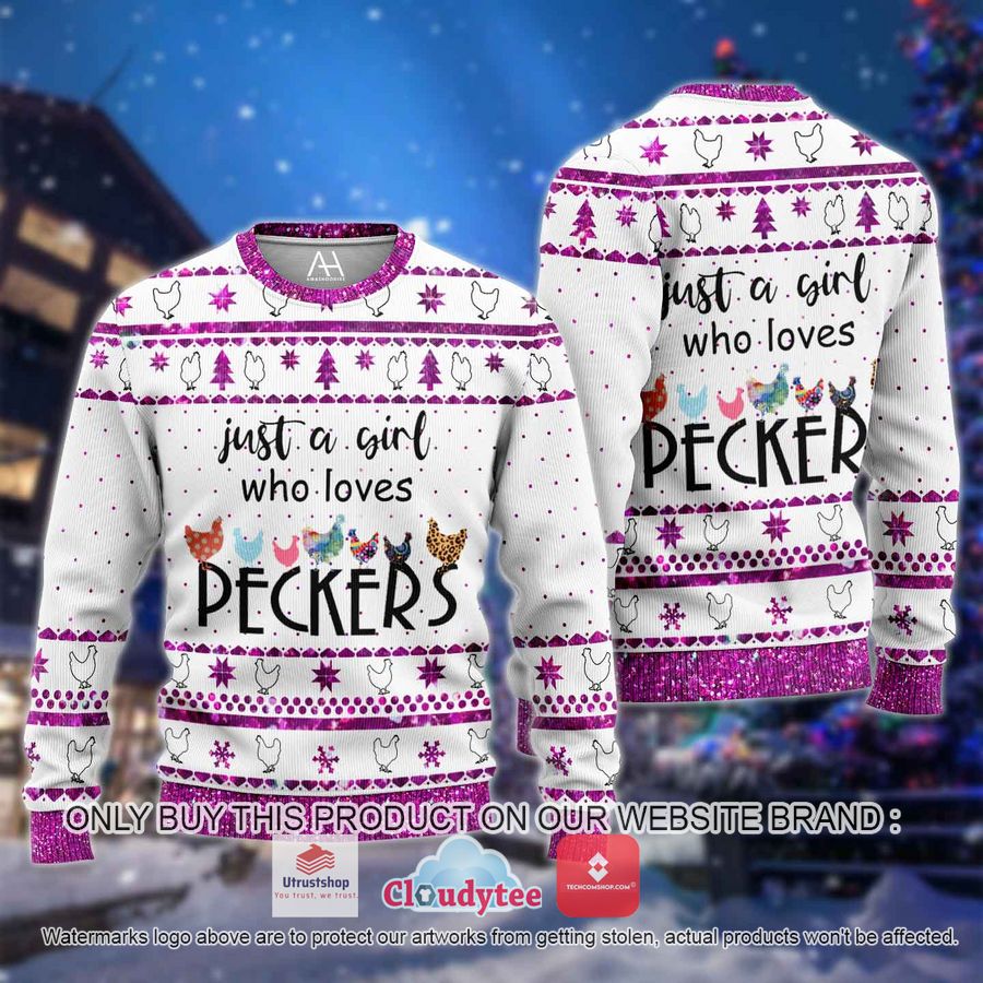 just a girl who loves peckers christmas all over printed shirt hoodie 1 73772