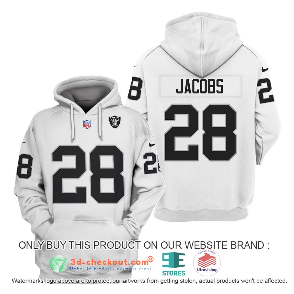 las vegas raiders nfl josh jacobs white 3d shirt hoodie 2 82503