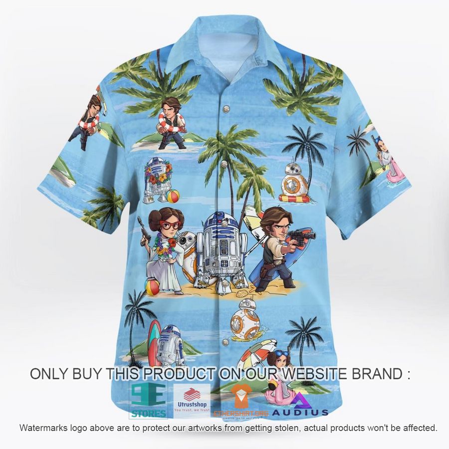 leia solo bb8 r2d2 summer time blue hawaii shirt shorts 1 23917