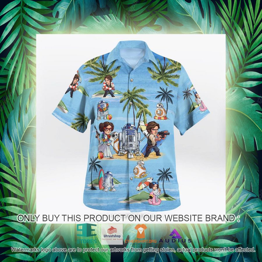 leia solo bb8 r2d2 summer time blue hawaii shirt shorts 13 31386