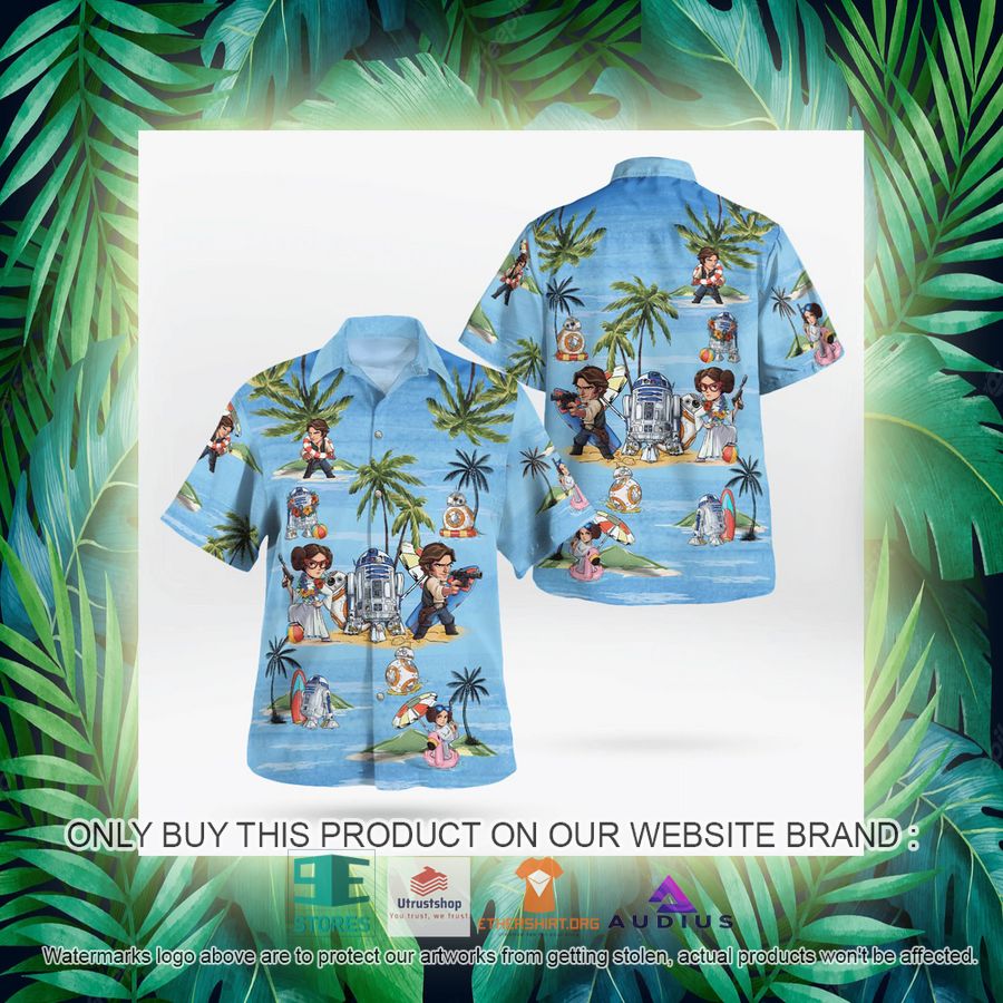 leia solo bb8 r2d2 summer time blue hawaii shirt shorts 14 24365