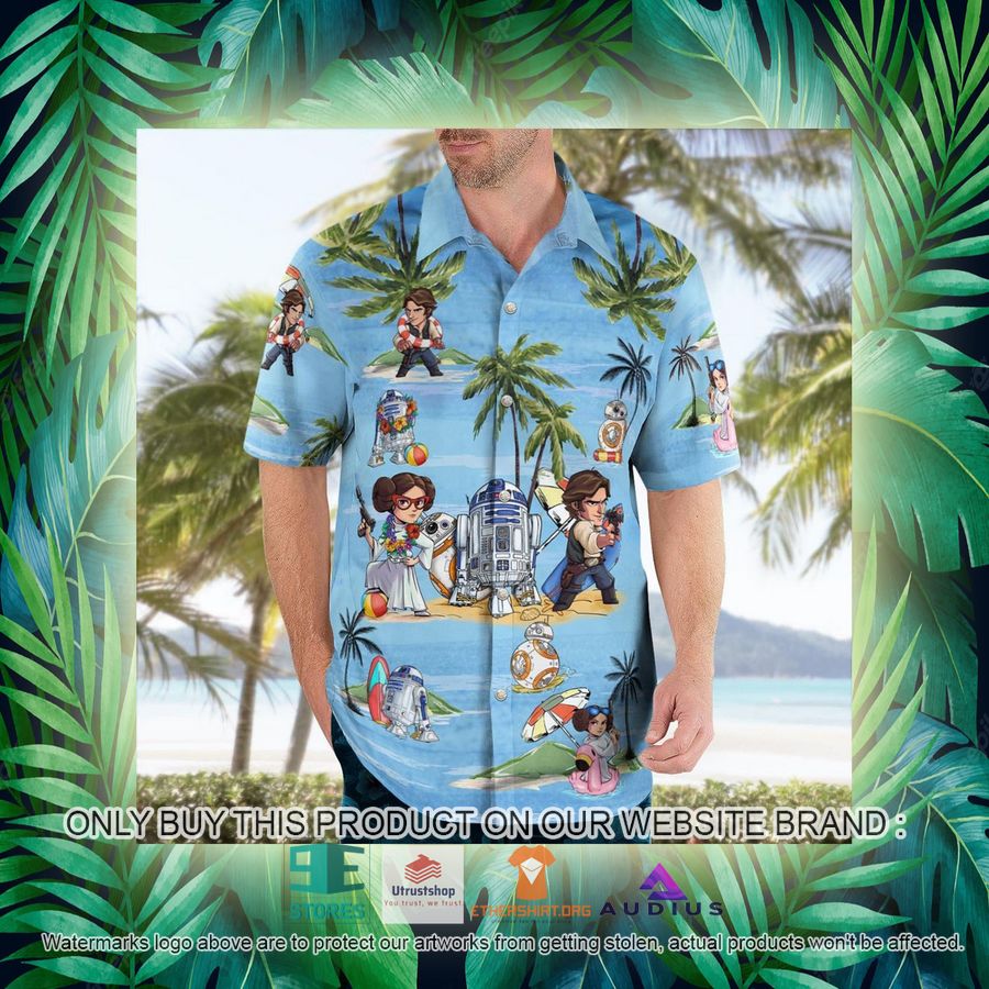 leia solo bb8 r2d2 summer time blue hawaii shirt shorts 16 48952