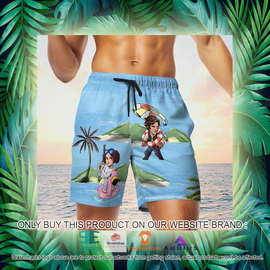 leia solo bb8 r2d2 summer time blue hawaii shirt shorts 17 9895
