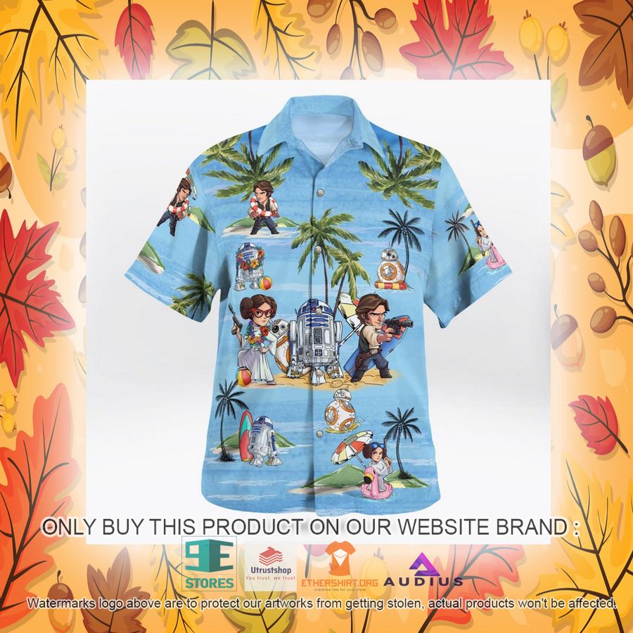 leia solo bb8 r2d2 summer time blue hawaii shirt shorts 19 52172