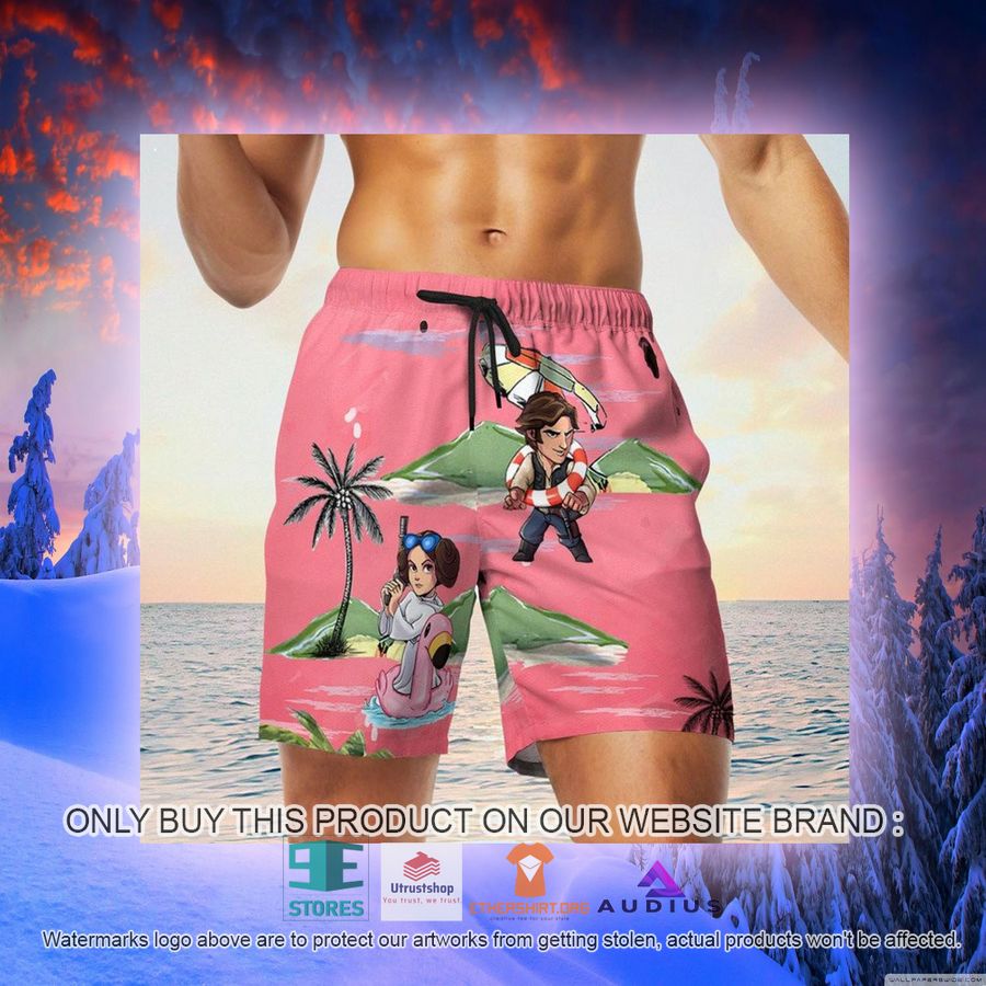 leia solo bb8 r2d2 summer time pink hawaii shirt shorts 11 49274