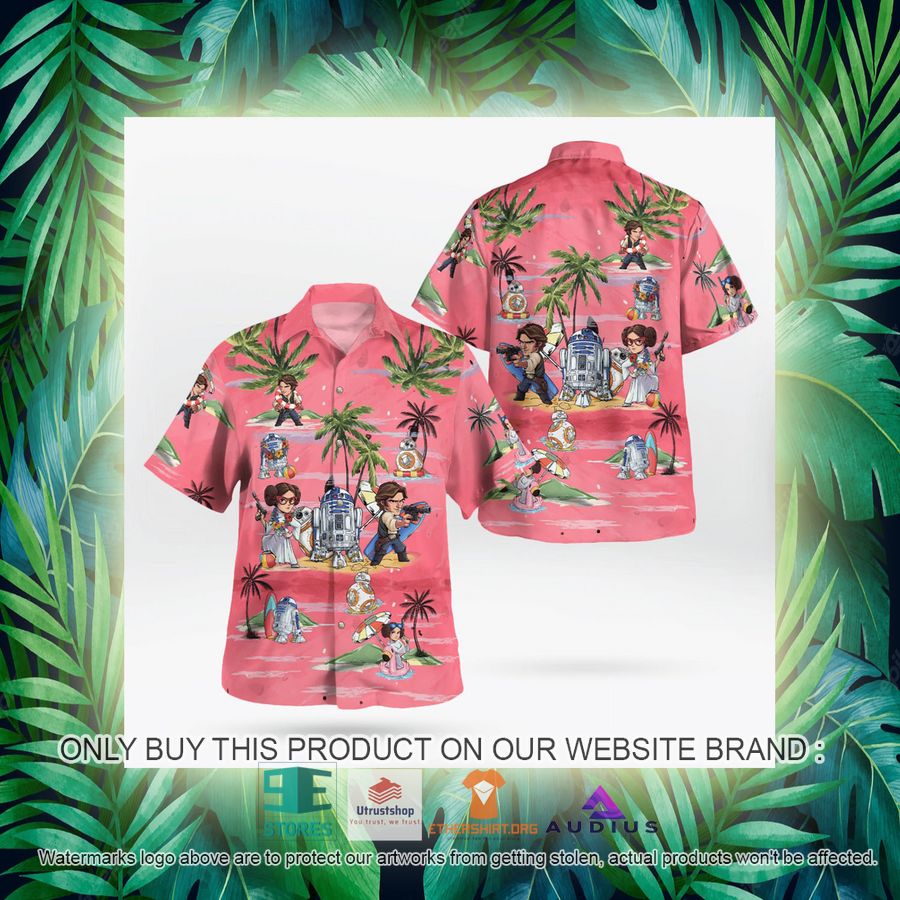 leia solo bb8 r2d2 summer time pink hawaii shirt shorts 14 63674