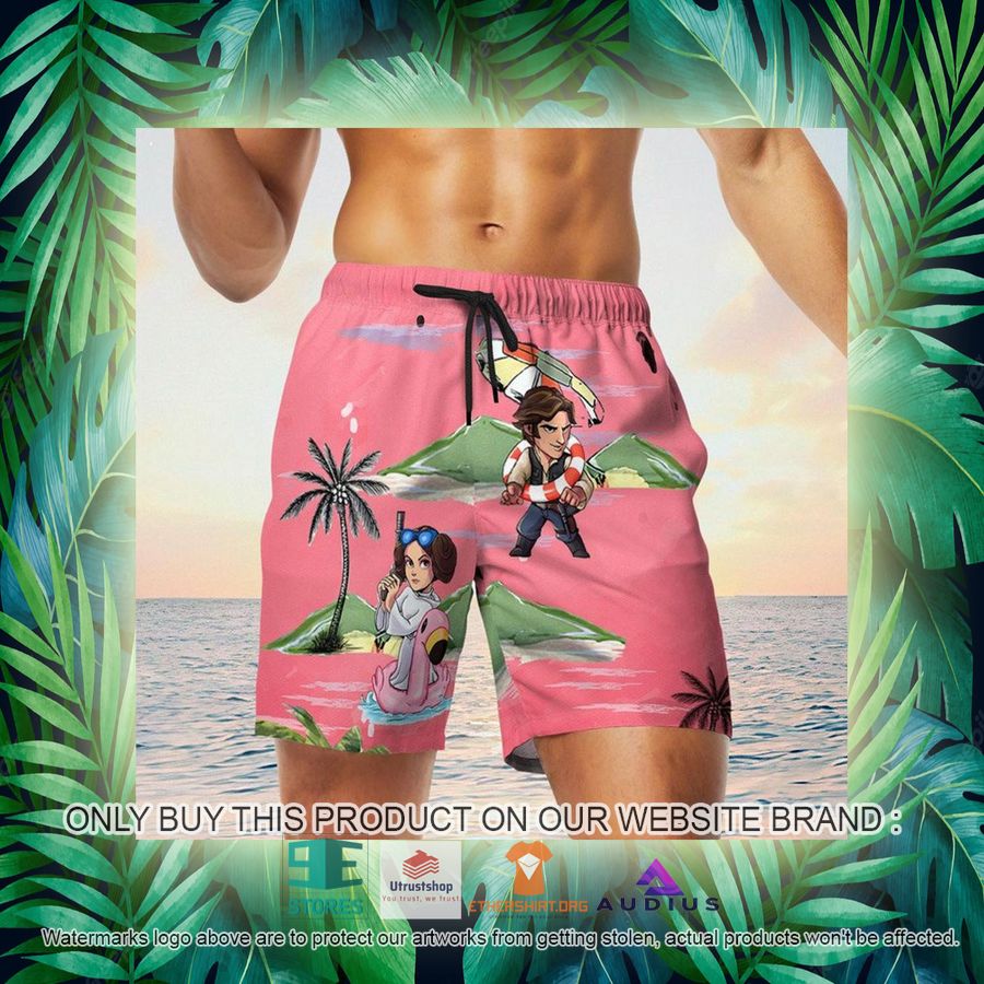 leia solo bb8 r2d2 summer time pink hawaii shirt shorts 17 96956