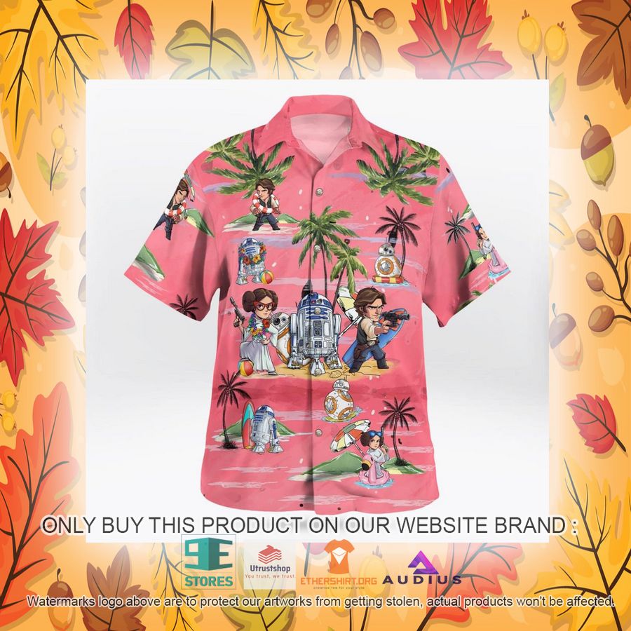 leia solo bb8 r2d2 summer time pink hawaii shirt shorts 19 98703