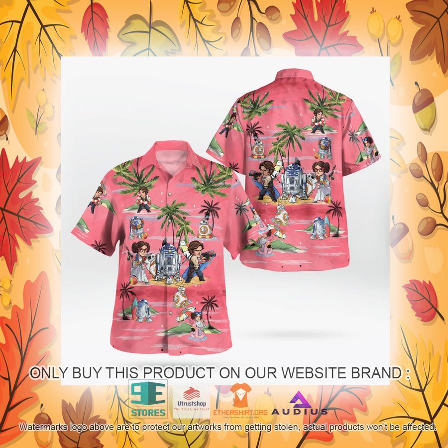 leia solo bb8 r2d2 summer time pink hawaii shirt shorts 20 94541