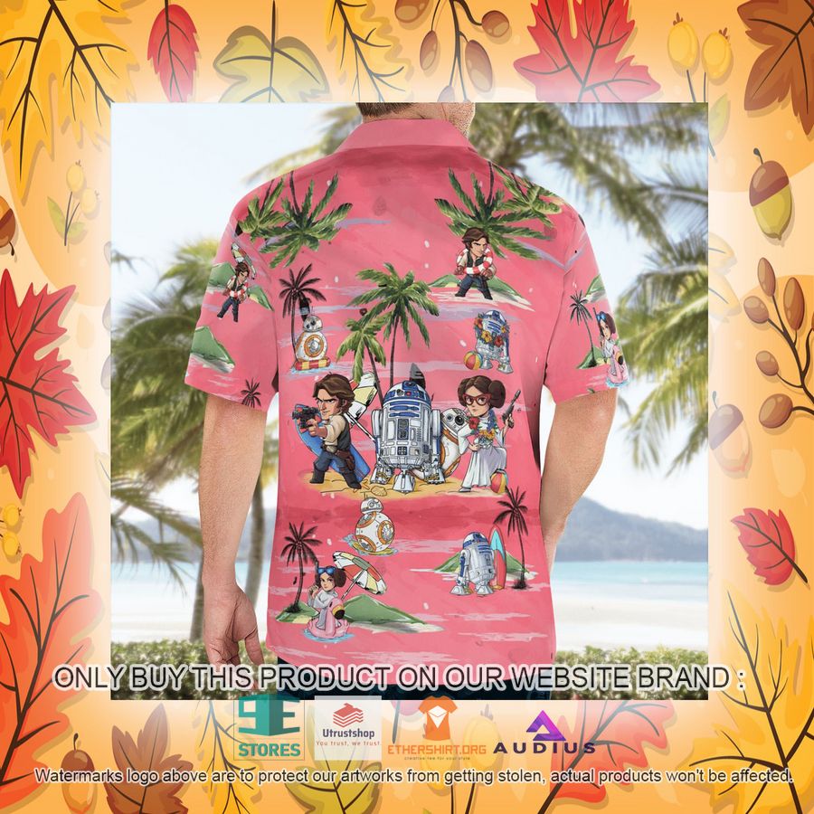 leia solo bb8 r2d2 summer time pink hawaii shirt shorts 21 84563