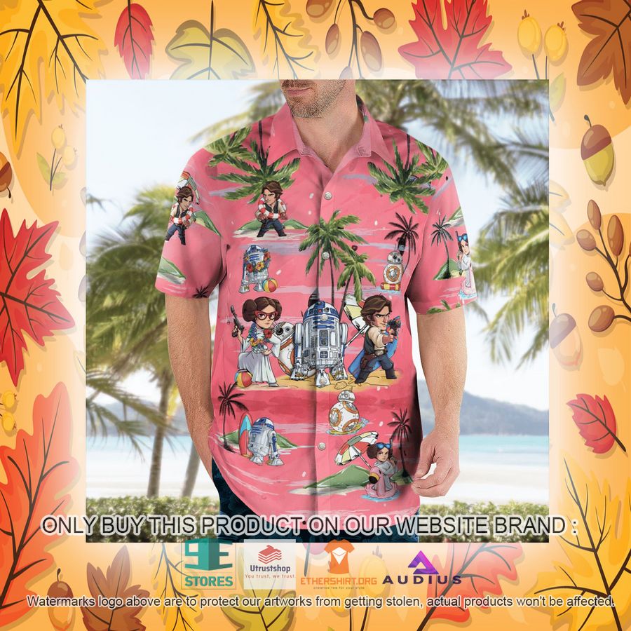 leia solo bb8 r2d2 summer time pink hawaii shirt shorts 22 13191