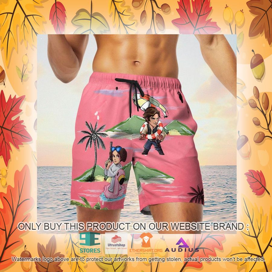 leia solo bb8 r2d2 summer time pink hawaii shirt shorts 23 19479