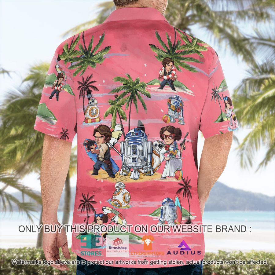 leia solo bb8 r2d2 summer time pink hawaii shirt shorts 3 49737