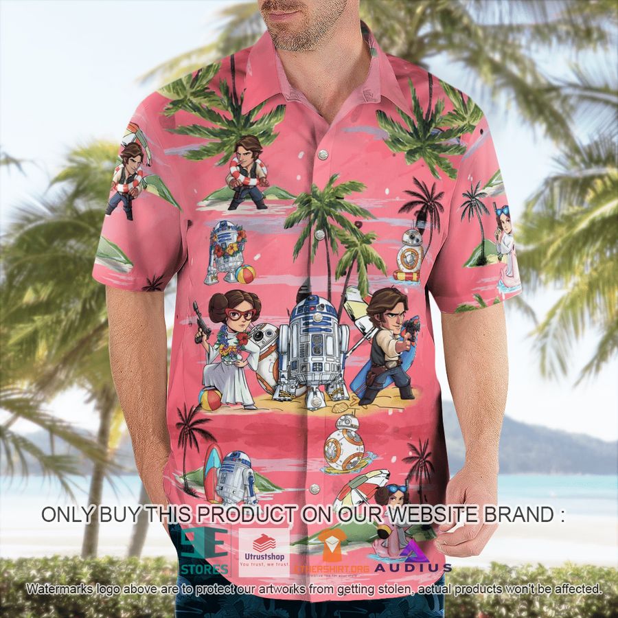 leia solo bb8 r2d2 summer time pink hawaii shirt shorts 4 12818