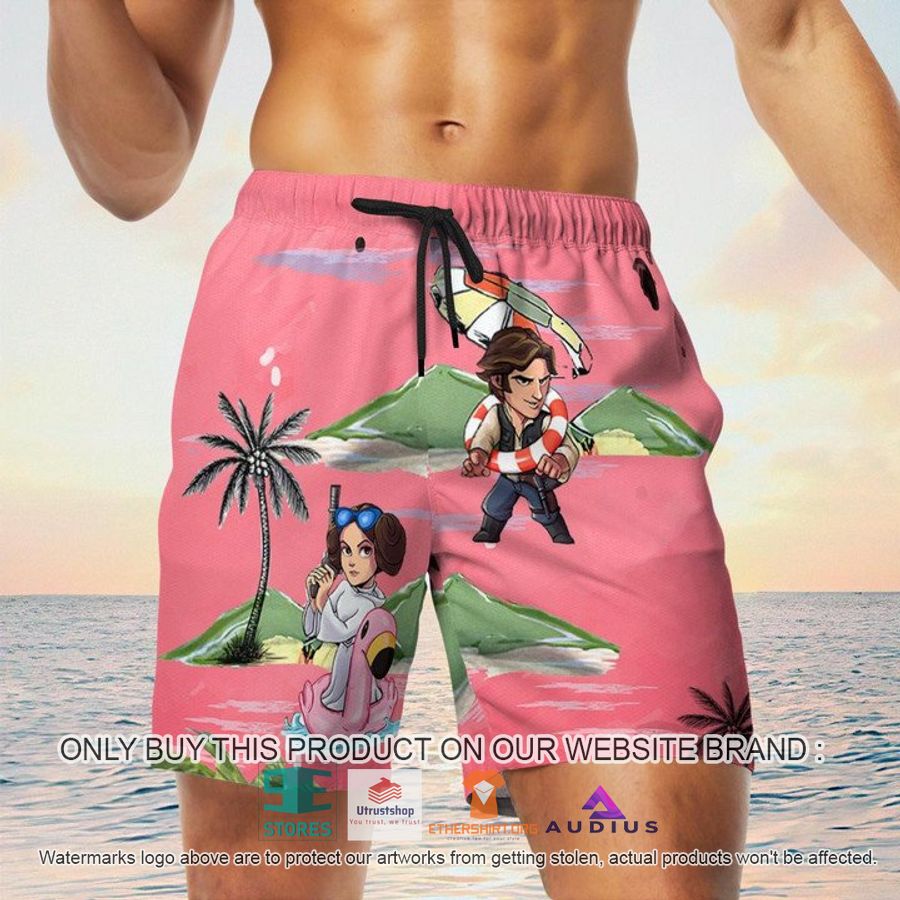 leia solo bb8 r2d2 summer time pink hawaii shirt shorts 5 17237