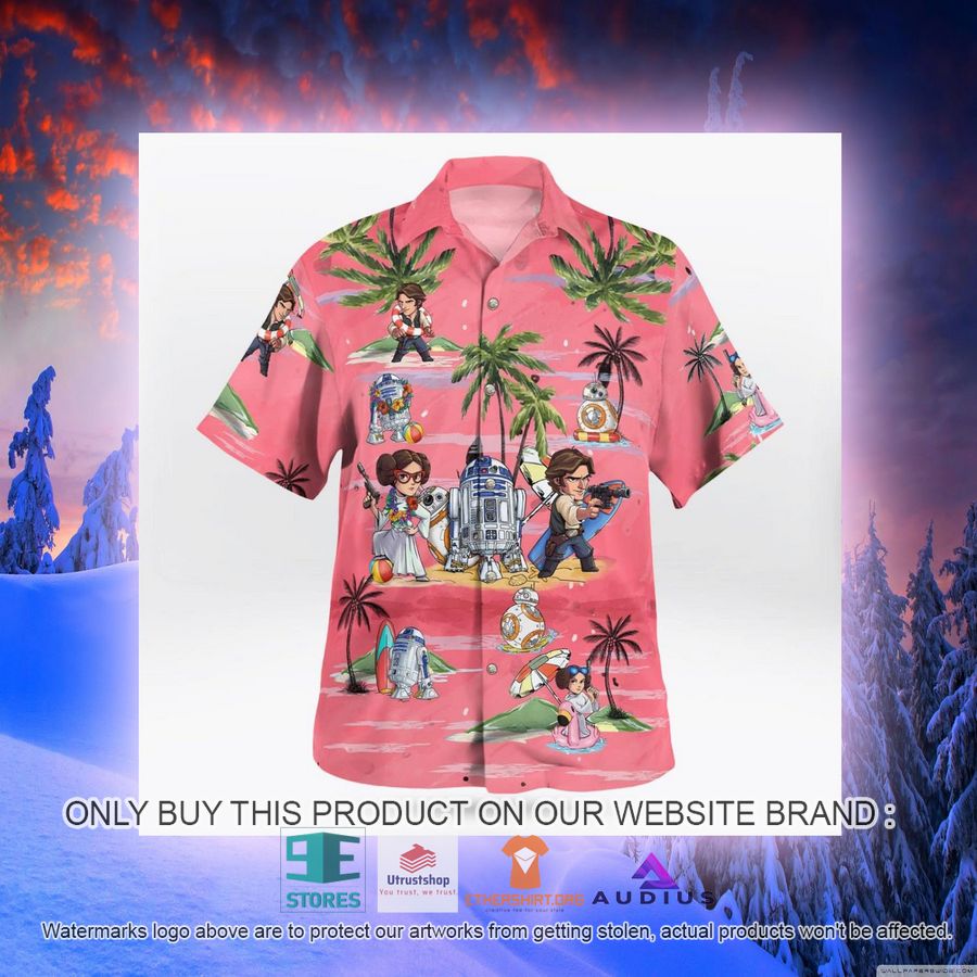 leia solo bb8 r2d2 summer time pink hawaii shirt shorts 7 15982