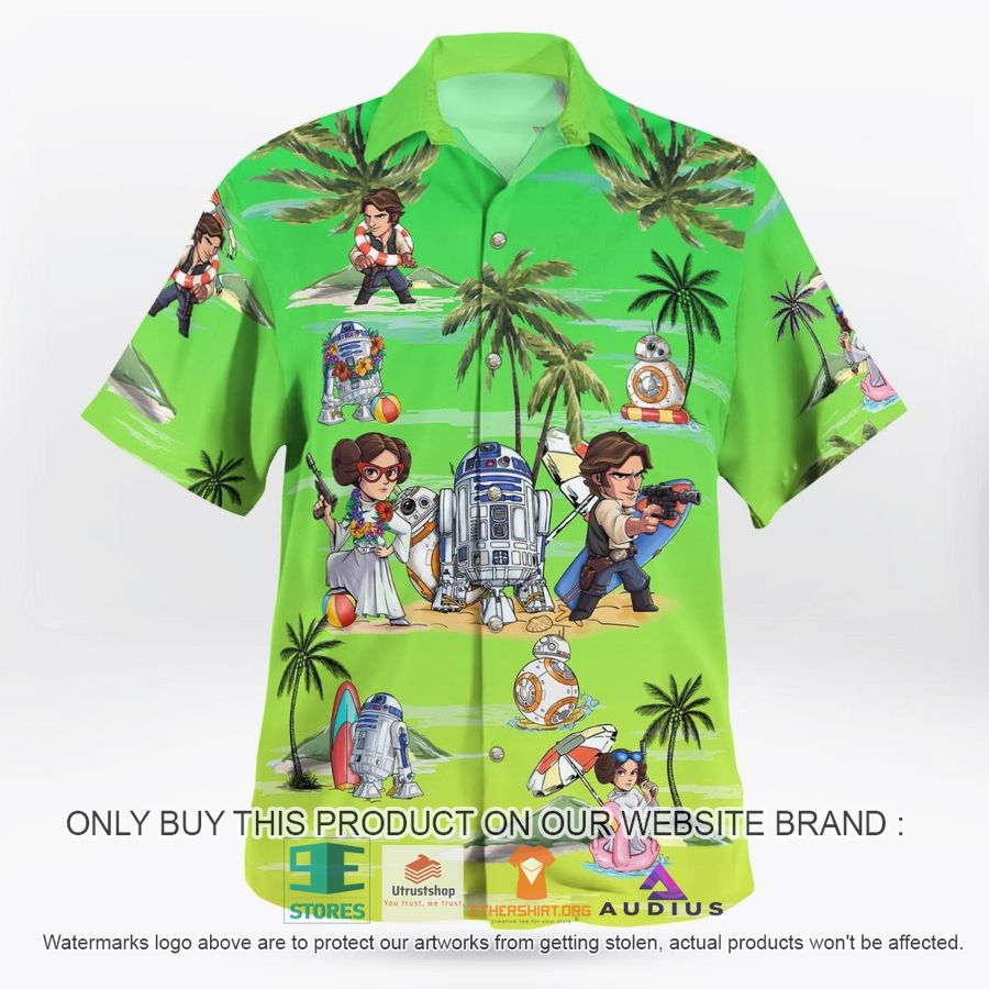 leia solo bb8 r2d2 summer time sunset green hawaii shirt shorts 1 16282
