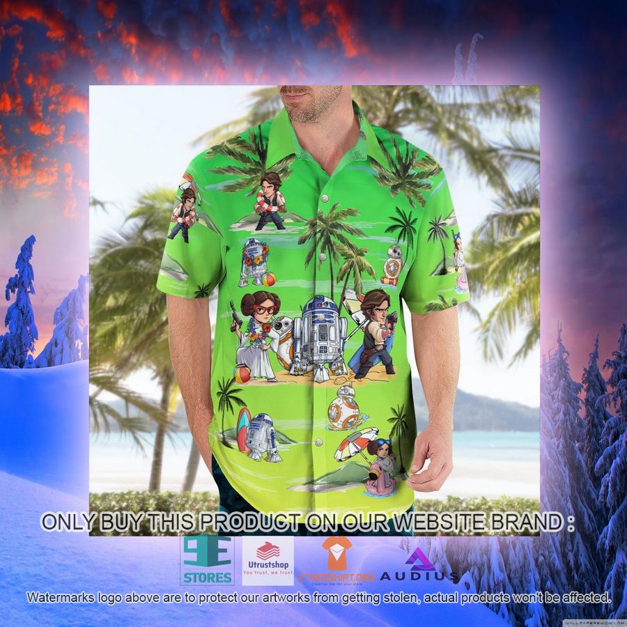 leia solo bb8 r2d2 summer time sunset green hawaii shirt shorts 10 68242