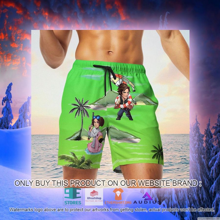 leia solo bb8 r2d2 summer time sunset green hawaii shirt shorts 11 39726
