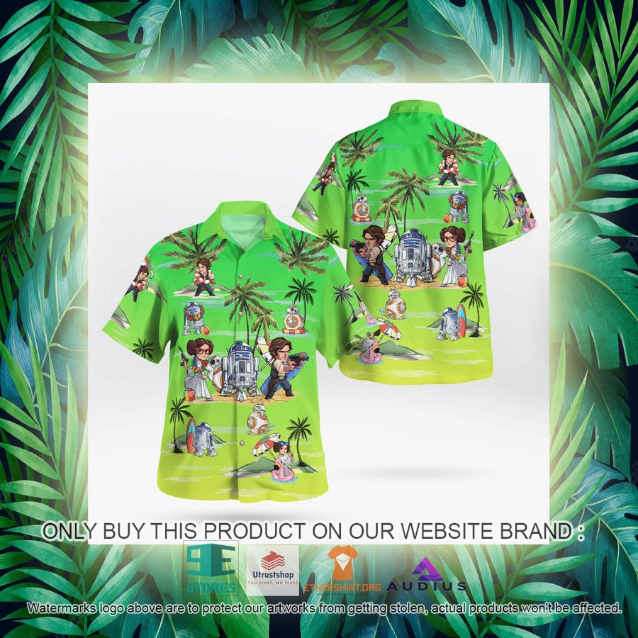 leia solo bb8 r2d2 summer time sunset green hawaii shirt shorts 14 15415