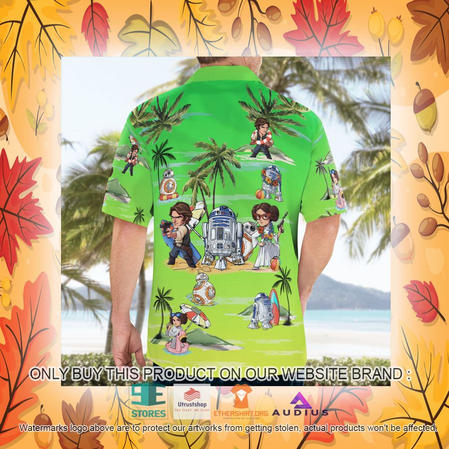 leia solo bb8 r2d2 summer time sunset green hawaii shirt shorts 21 44587