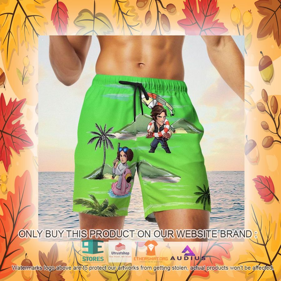 leia solo bb8 r2d2 summer time sunset green hawaii shirt shorts 23 46718