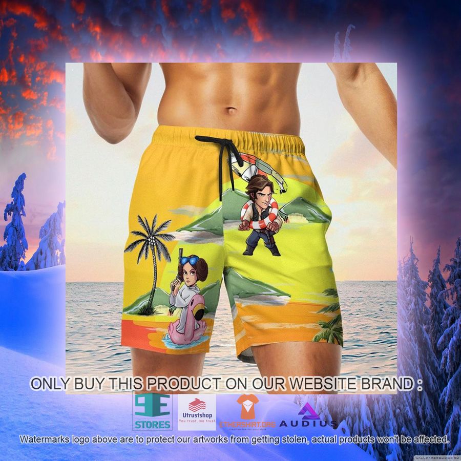 leia solo bb8 r2d2 summer time sunset yellow hawaii shirt shorts 11 49193