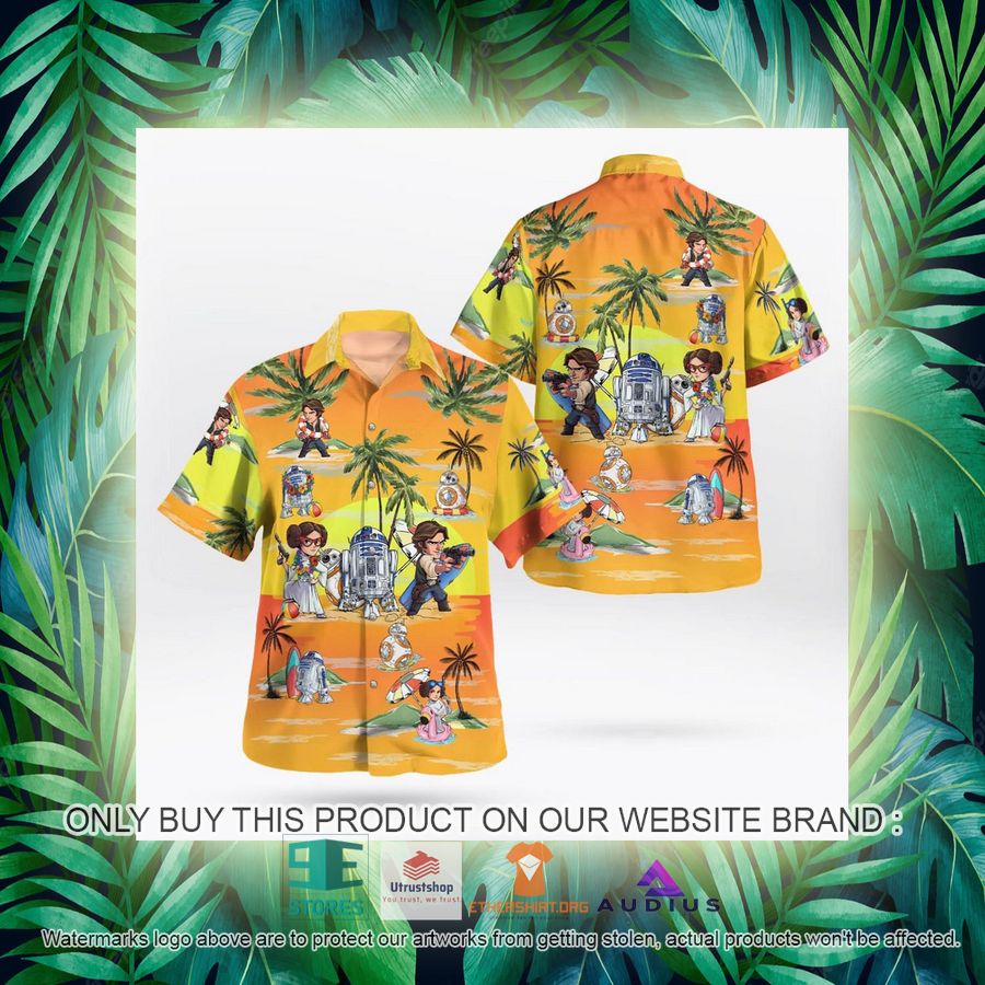 leia solo bb8 r2d2 summer time sunset yellow hawaii shirt shorts 14 50382