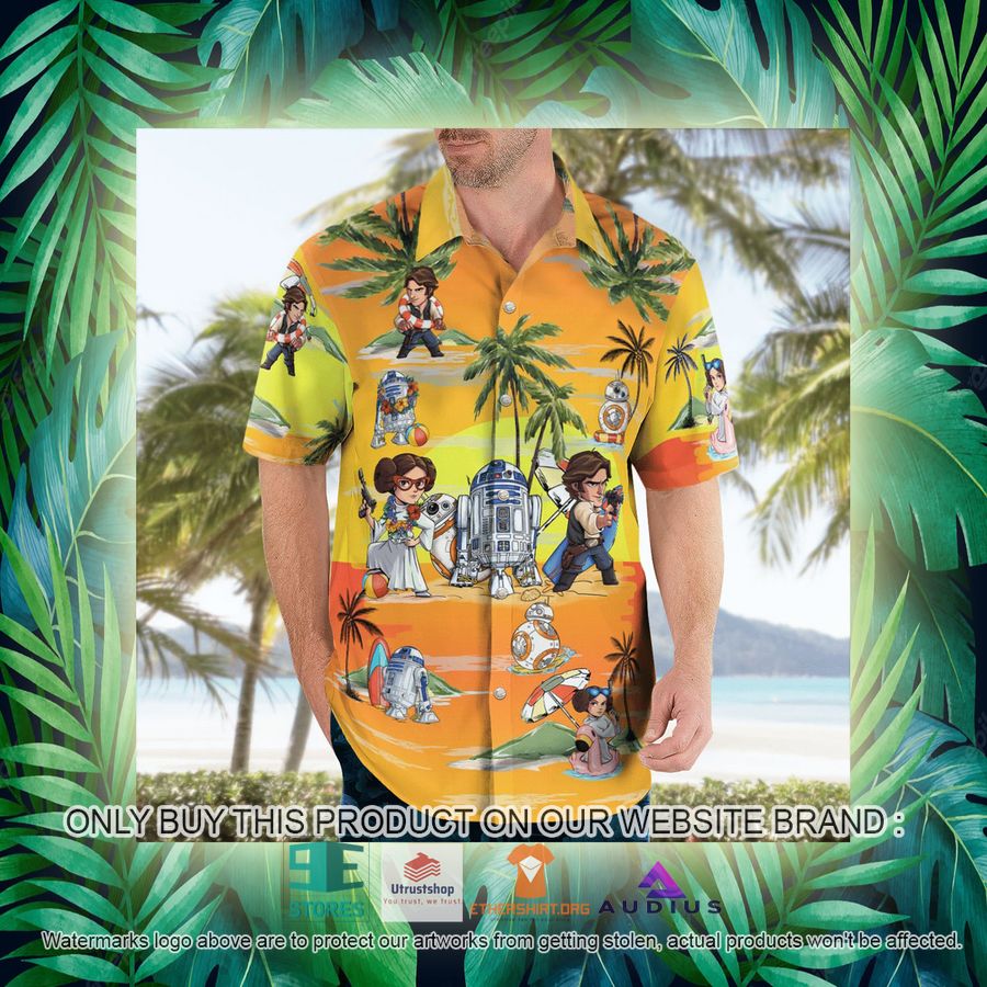 leia solo bb8 r2d2 summer time sunset yellow hawaii shirt shorts 16 77470
