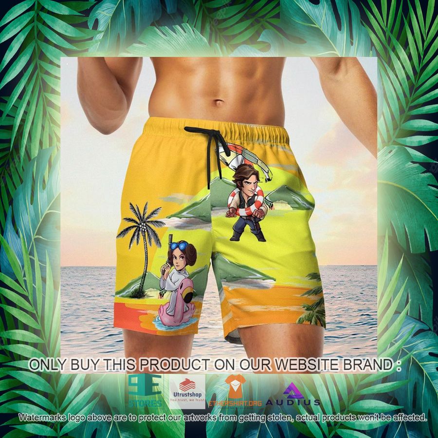 leia solo bb8 r2d2 summer time sunset yellow hawaii shirt shorts 17 93387