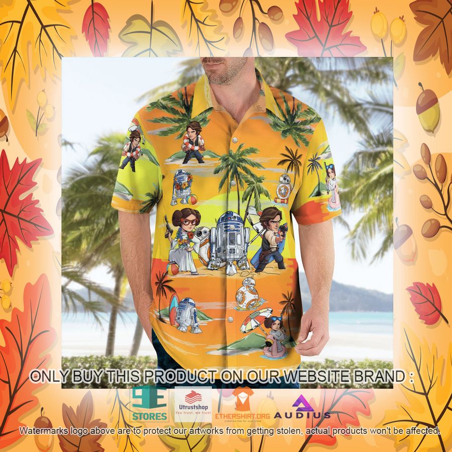 leia solo bb8 r2d2 summer time sunset yellow hawaii shirt shorts 22 96589